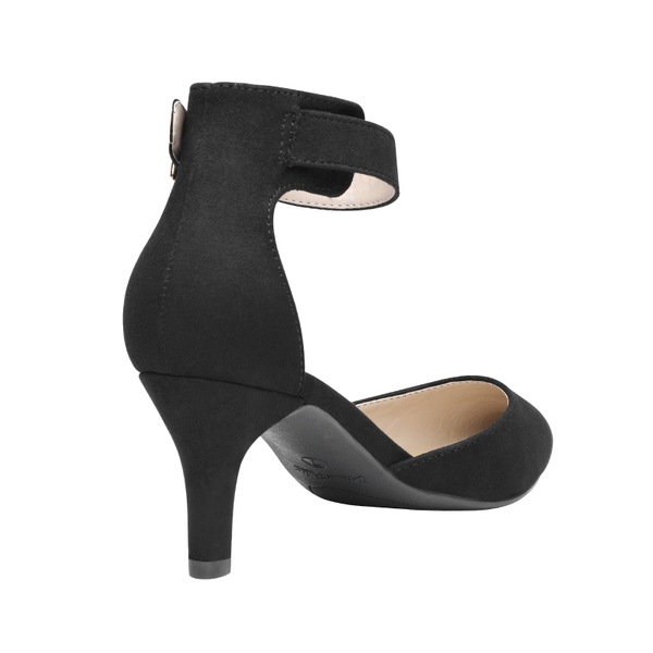 Women's Closed Toe Ankle Strap Heels - BLACK SUEDE - 4